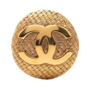 CHANEL Authentic Vintage Gold Logo Brooch